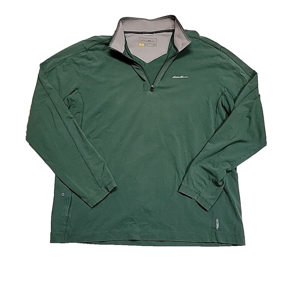 Eddie Bauer Other - Eddie Bauer Travex Olive Green Stretch Quarter Zip Thick Shirt Men's XLT